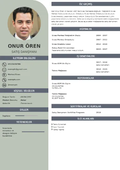 Market Sektörü Örnek cv indir